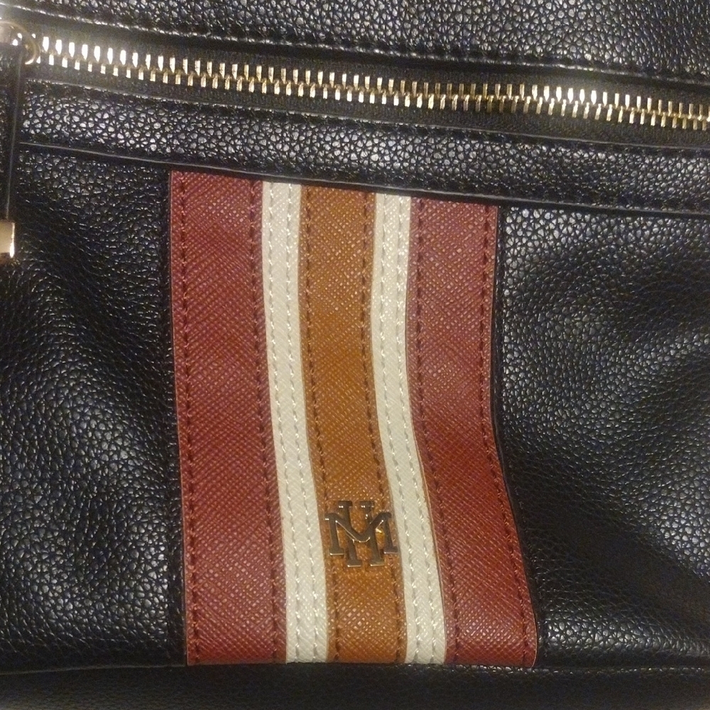 Chic Black Crossbody Bag with Striped Detail - Picture 3 of 13